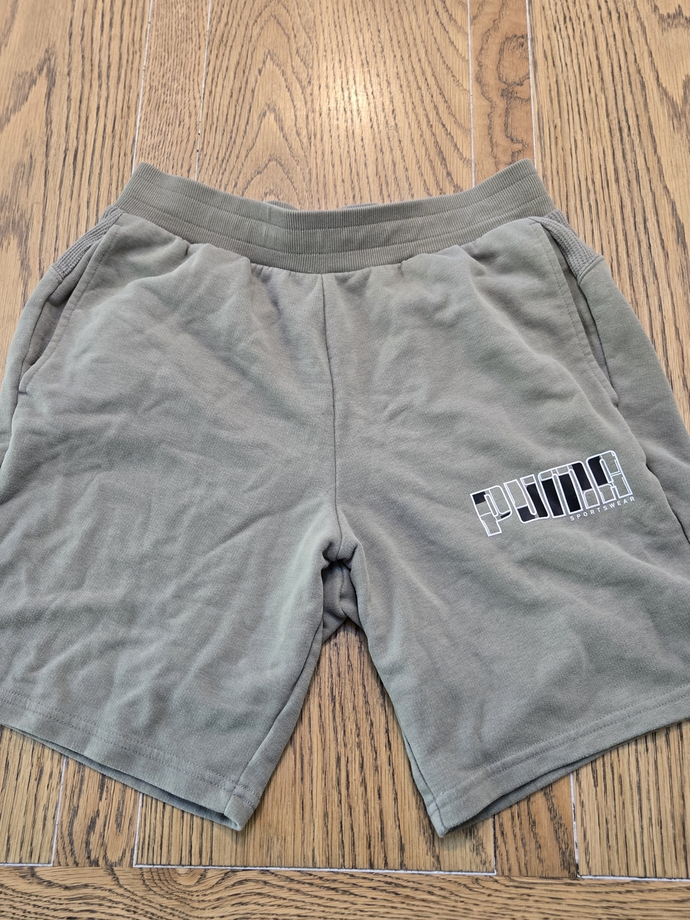 Puma Men's Olive Logo Athletic Shorts